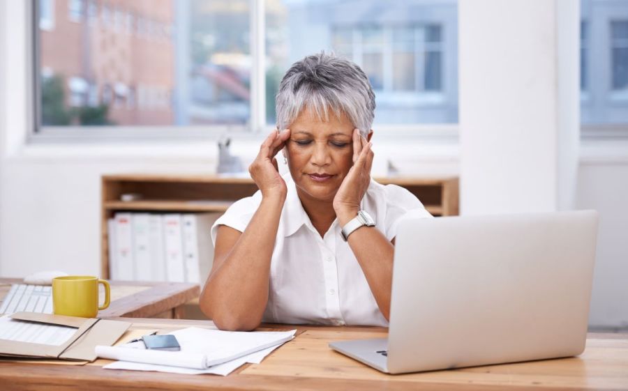 woman brain fog tried at work